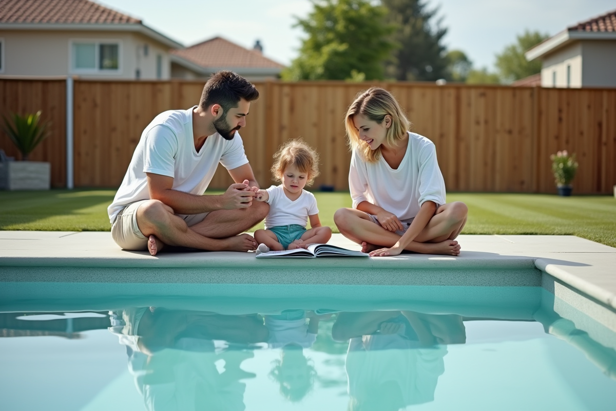 Famille discutant au bord d