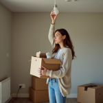 Femme debarrassant une pièce en déménagement