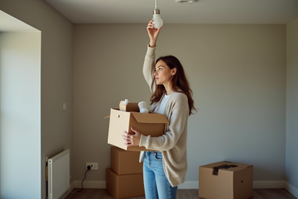 Femme debarrassant une pièce en déménagement