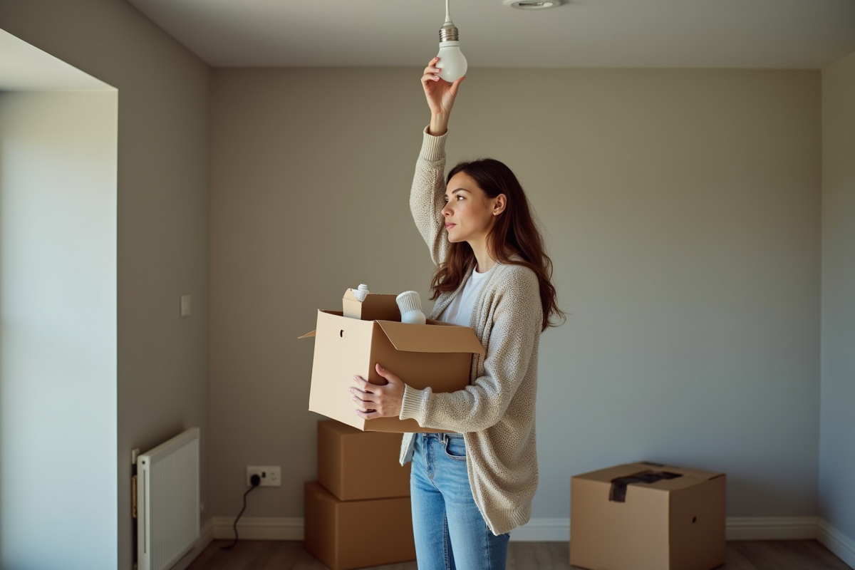 Femme debarrassant une pièce en déménagement