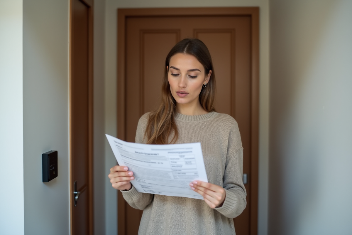 Femme examinant une facture d