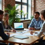 Groupe de professionnels discutant d'une feuille de route