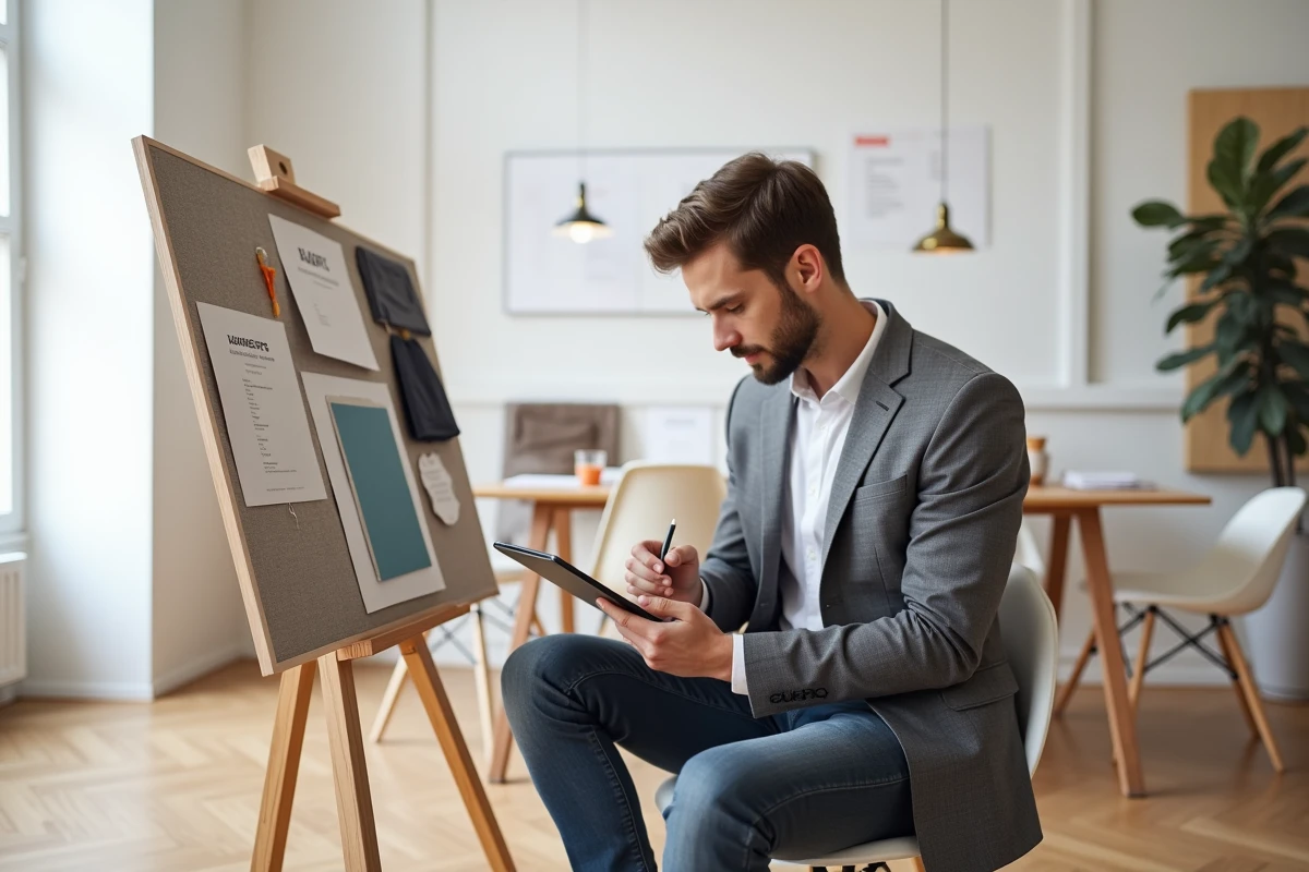 Jeune homme prenant des notes lors d