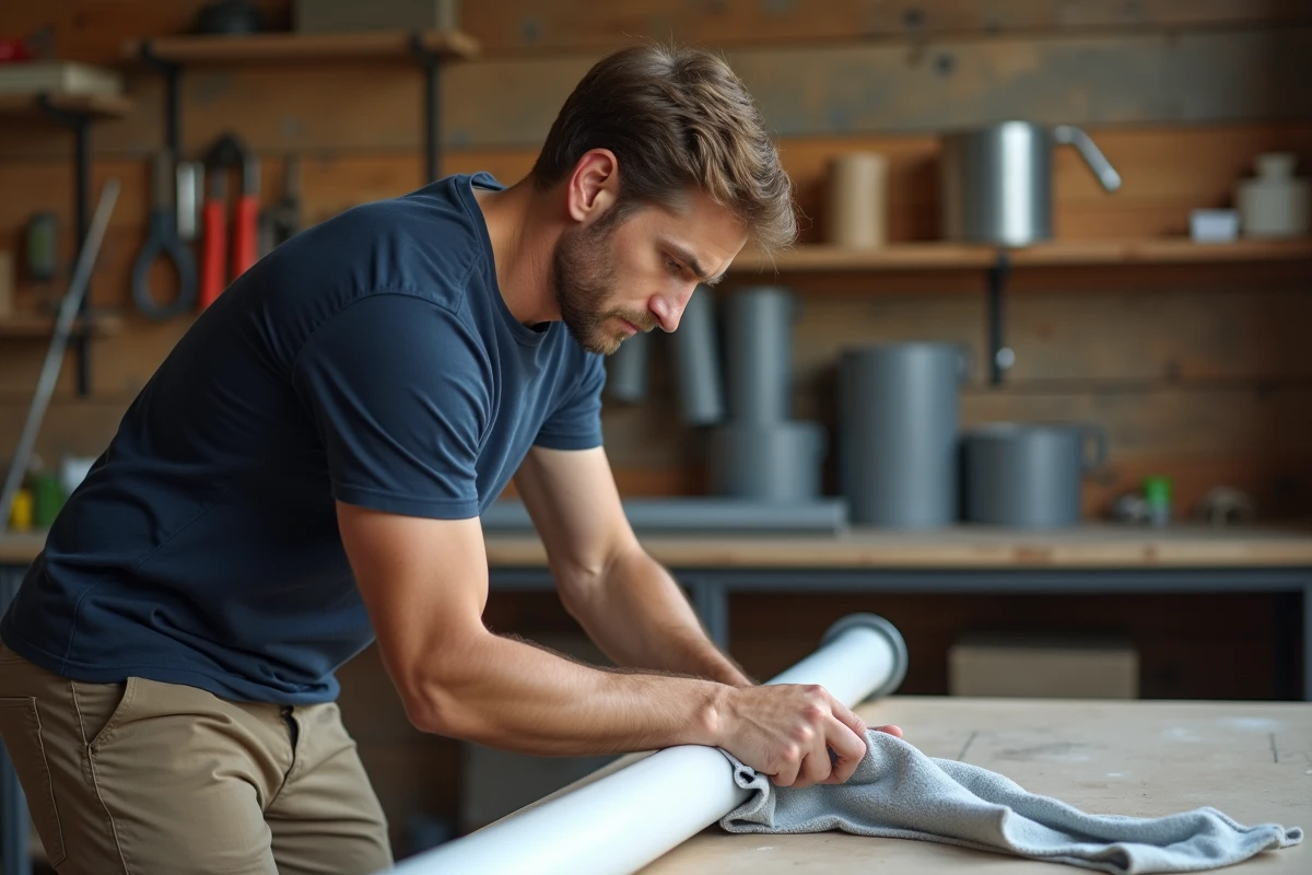 Jeune homme appliquant de l